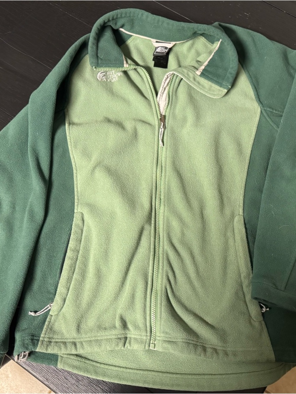 The North Face Light and Dark Green Fleece Zip Jacket